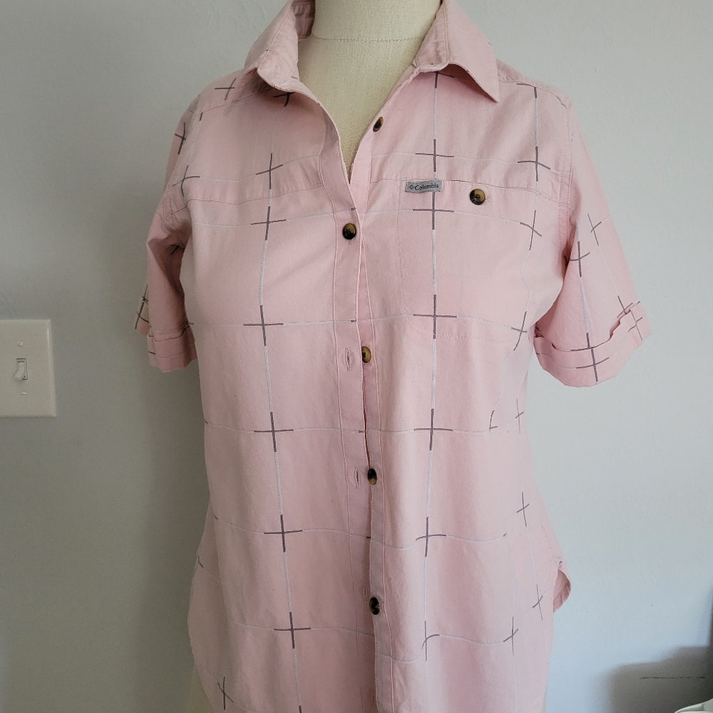 Columbia Pink Relaxed Button Down Blouse